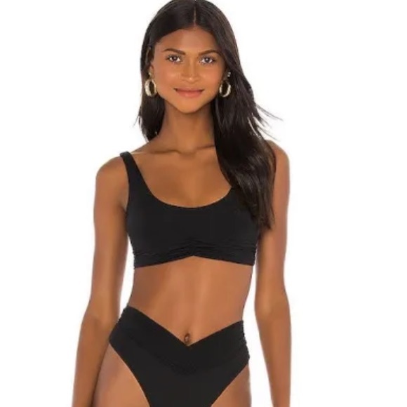 Riot Swim bikini top in cool gray “pico” style, xs, ruched, bandeau - Picture 5 of 8